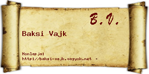 Baksi Vajk névjegykártya